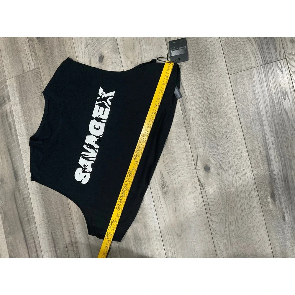 Savage X Fenty Sport Black Cropped Muscle Tank Graphic Top 3X NEW - Picture 4 of 8